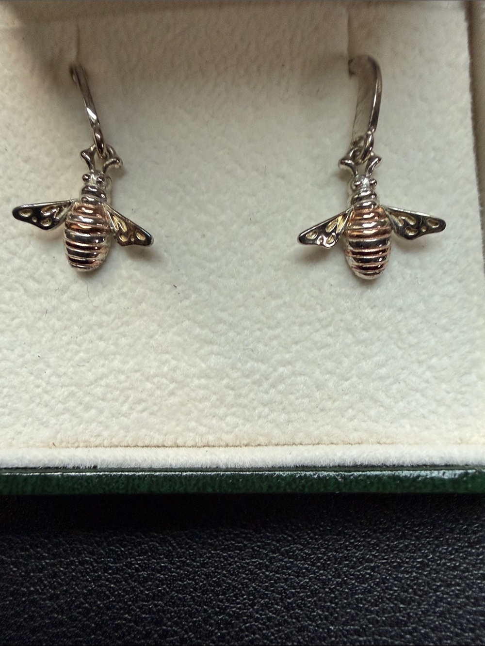 W. Hamond Sterling Silver and Rose Gold Plated Bee Earrings